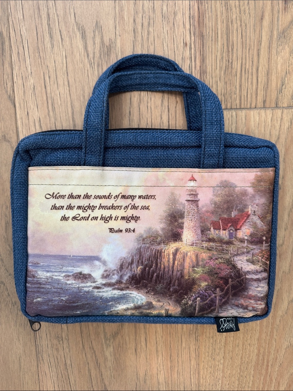 Vintage Gregg Thomas Kincaid Lighthouse Psalm 93:4 Bible Briefcase Book Cover